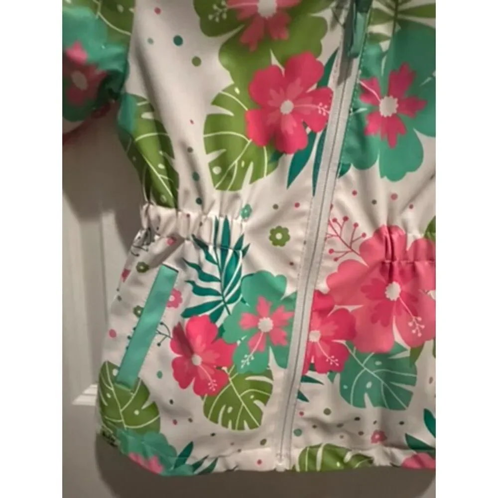 Western Chief Sand Floral Design Hooded Rain Jacket Size 4T